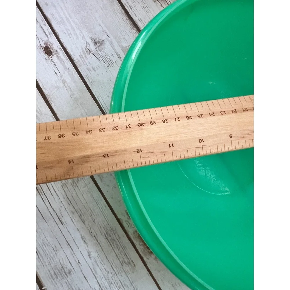 Vintage Tupperware Mixing Bowl Green Round Storage with Lid 10 inch